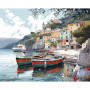 Village Italien des Cinque Terre Peinture par Numéro Bateaux