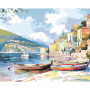 Port Italien aux Barques Colorées Peinture par Numéro Bateaux
