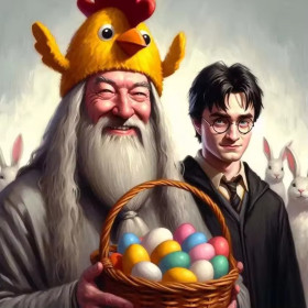 Harry Potter et Dumbledore : La Surprise de Pâques Peinture par Numéro Harry Potter
