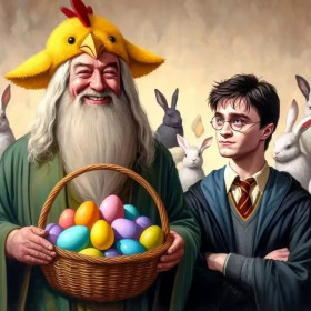 Harry et Dumbledore : La Joyeuse Récolte de Pâques Peinture par Numéro Harry Potter