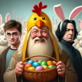 Harry Potter, Dumbledore et Rogue : Joyeuses Pâques à Poudlard Peinture par Numéro Harry Potter