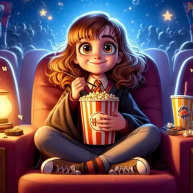 Hermione au Cinéma Soirée Magique Peinture par Numéro Harry Potter