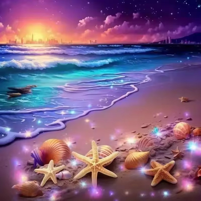 Résultat final de la peinture par numéro Plage Enchantée