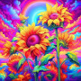Les Tournesols de l'Arc-en-Ciel Peinture par Numéro Pop Art