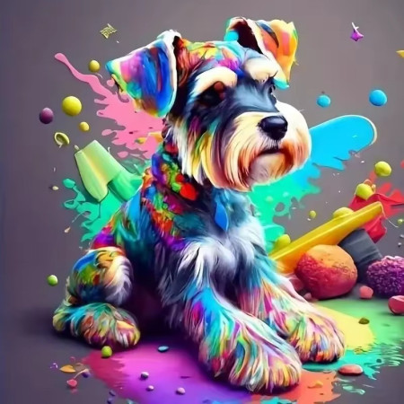 Le Schnauzer Pop Art Arc-en-Ciel Peinture par Numéro Pop Art