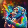 Le Chimpanzé Galactique Multicolore Peinture par Numéro Pop Art