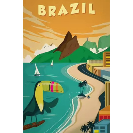 Brésil Exotique : L'Affiche Rétro de Rio Peinture Numéro Affiche Vintage