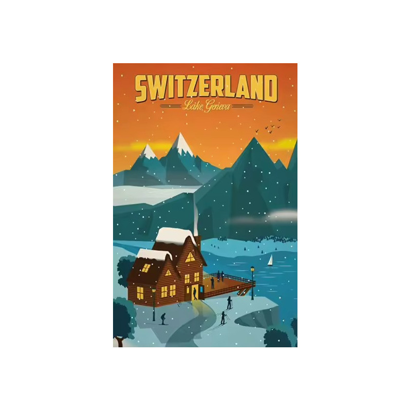 Résultat final de la peinture affiche Suisse Lac Léman.