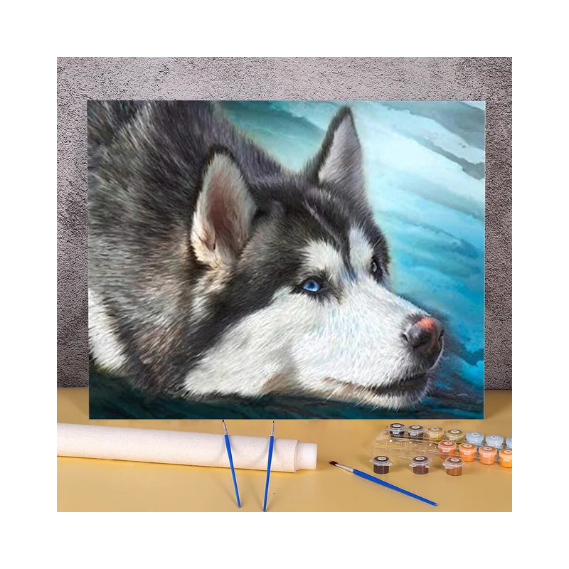 Resultat final du tableau Husky Sibérien au Regard Azur