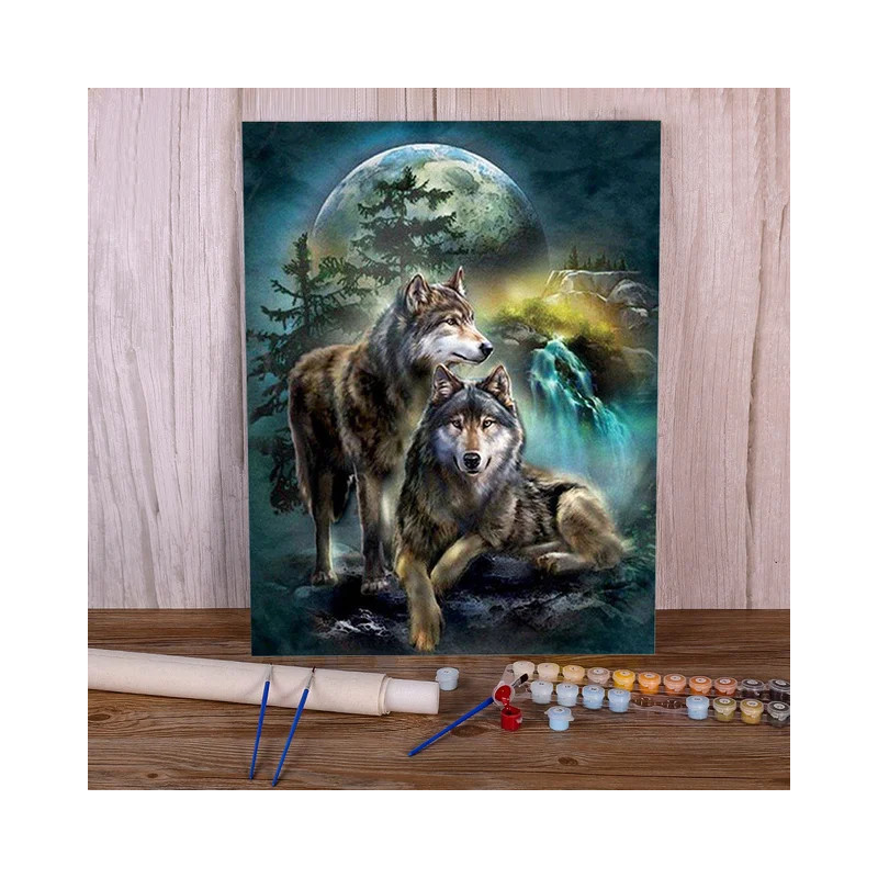 Resultat final du tableau Duo de Loups et Clair de Lune