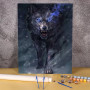 Loup Féroce aux Yeux Électriques Peinture par Numéro Loup