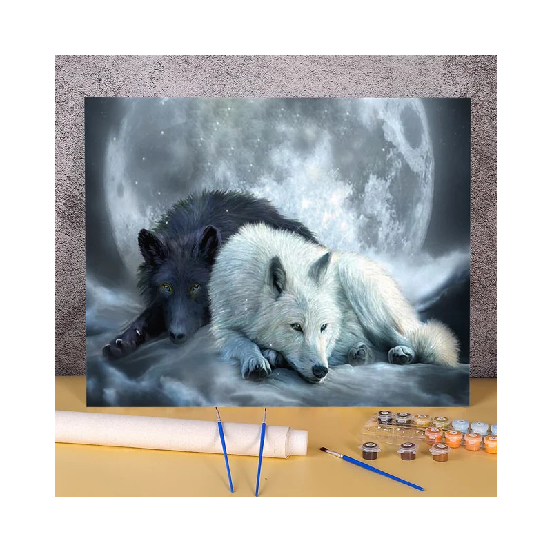 Resultat final du tableau L'Équilibre Lunaire : Loups Yin & Yang