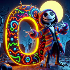 Halloween Jack et le Cercle Cosmique aux Lumières Néon Peinture par Numéro Halloween