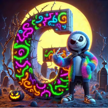 Jack Attitude Fluo Peinture par Numéro Halloween