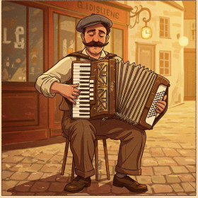 L'Accordéoniste du Vieux Paris Peinture par Numéro