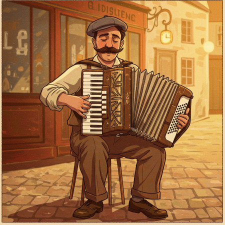 L'Accordéoniste du Vieux Paris Peinture par Numéro