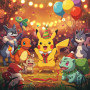 La Fête d'Anniversaire Pokémon : Pikachu et ses Amis Peinture par Numéro Pokémon