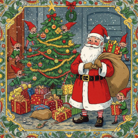 Père Noël Rétro et ses Lutins Peinture par Numéro Noël