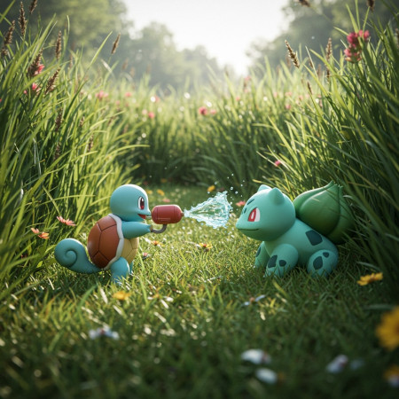 Carapuce et Bulbizarre : Une Journée au Jardin Peinture par Numéro Pokémon