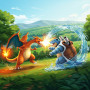 Dracaufeu et Tortank : Le Choc des Éléments Peinture par Numéro Pokémon
