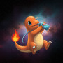 Salamèche dans l'Espace : Un Goûter Cosmique Peinture par Numéro Pokémon