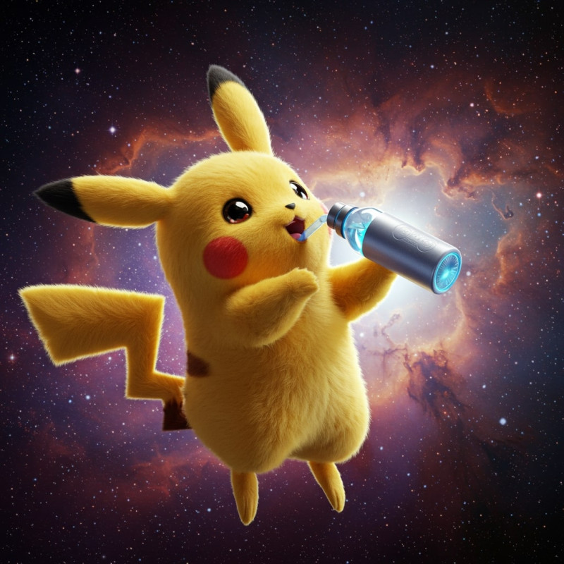 Résultat final de la peinture de Pikachu dans l'espace.
