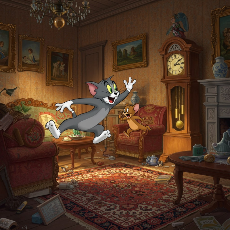 Résultat final de la peinture par numéro Tom et Jerry classique