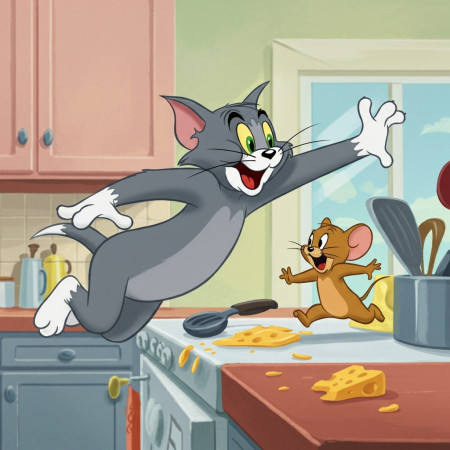 Tom et Jerry Le Saut Joyeux Peinture par Numéro Enfants