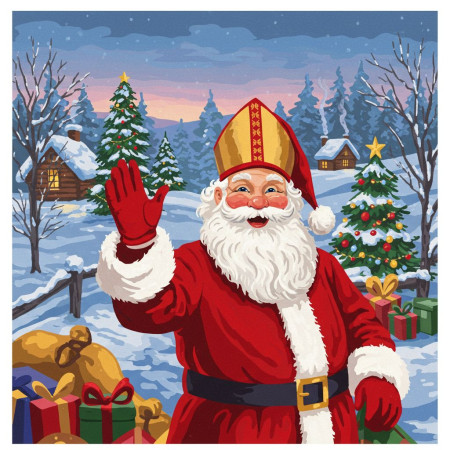 Saint Nicolas Salutation Hivernale Peinture par Numéro Noël