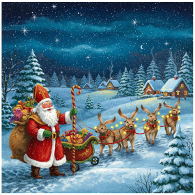 Saint Nicolas et l'Attelage de Lapins Peinture par Numéro Noël