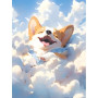 Corgi Heureux dans les Nuages Peinture Par Numéros Chiens