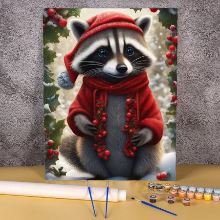 Le Raton Laveur Festif Peinture par Numéro Noël