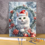 Le Chat Blanc dans sa Couronne de Noël Peinture par Numéro Noël
