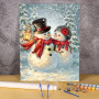 Le Couple de Bonhommes de Neige Amoureux Peinture par Numéro Noël