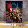 Le Vol du Père Noël au-dessus de la Ville Peinture par Numéro Noël