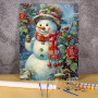 Bonhomme de Neige et ses Roses d'Hiver Peinture par Numéro Noël
