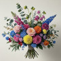 Bouquet des Champs Abondant Peinture Par Numéro Fleurs