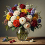 Bouquet de Roses et Fleurs des Champs Peinture Par Numéro Fleurs