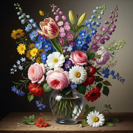Bouquet de Fleurs des Champs Vibrant Peinture Par Numéro Fleurs
