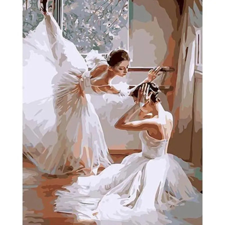 Deux Ballerines Complicité en Studio Peinture par Numéro Femmes