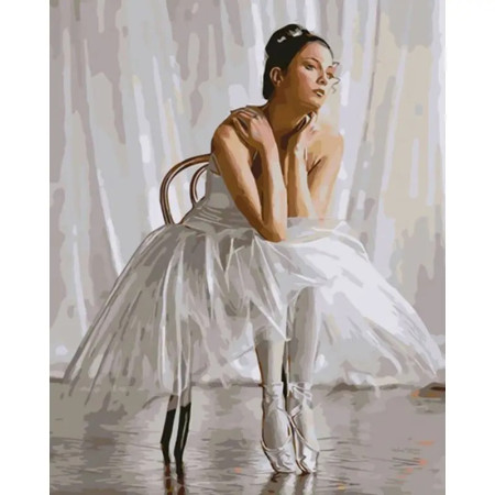Ballerine Élégante en Tutu Blanc Peinture par Numéro Femmes