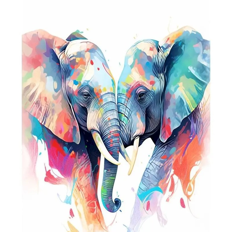 Resultat final du tableau Cœur d'Éléphants Aquarelle