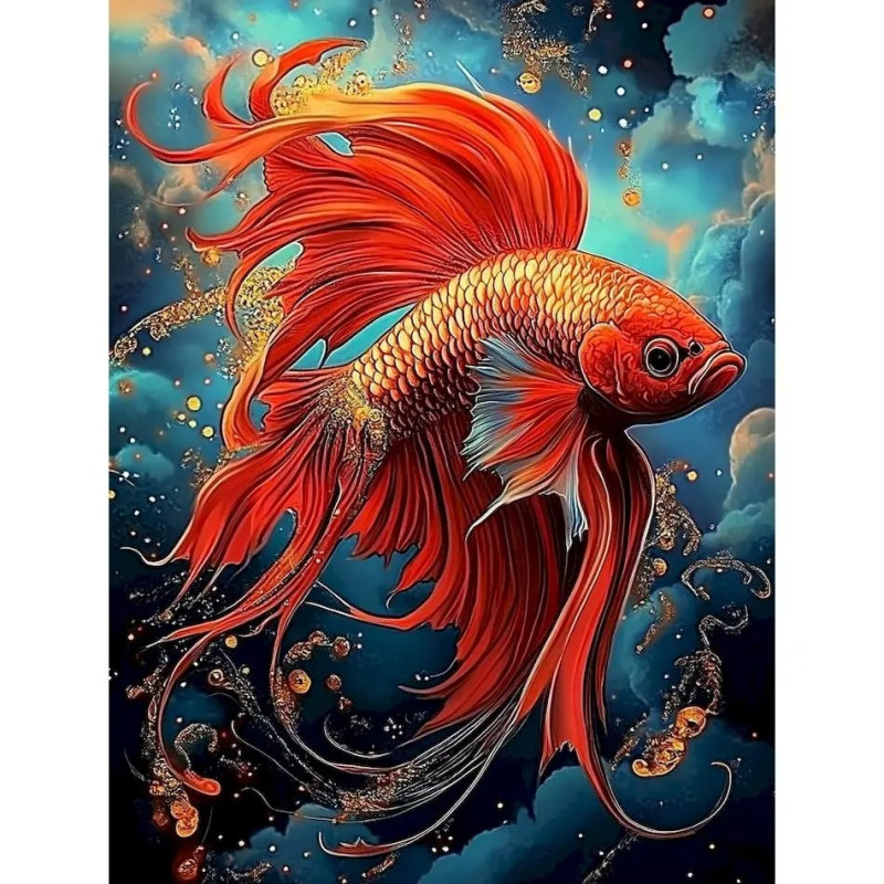 Resultat final du tableau Poisson Combattant Danse Cosmique