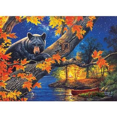 Ours Noir Nuit d'Automne au Camp Peinture par numero automne