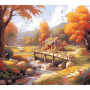 Chaumière d'Automne Le Pont de Bois Peinture par numero automne