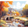 Cottage d'Automne La Rivière Paisible Peinture par numero automne