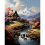 Chalet de Montagne Le Torrent Alpin Peinture par numero automne