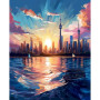 Coucher de Soleil sur la Ville Reflets Dorés Peinture par numero automne