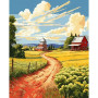 Ferme à la Campagne Chemin Ensoleillé Peinture par numero automne