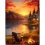 Chalet d'Automne Soirée au coin du Feu Peinture par numero automne